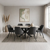 Kastonia 1.4M Kamite Grey Sintered Stone Ext Dining Table with Palermo Dining Chairs
