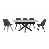 Kastonia 1.4M Kamite Grey Sintered Stone Ext Dining Table with Palermo Dining Chairs - Pendle Village Furniture