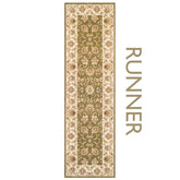 Kendra 3330G Green and Cream Traditional Runner Rug - Pendle Village Furniture