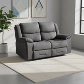 Kent 2 Seater Manual Recliner Sofa in Charcoal