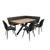 Knutsford Ash Veneer Dining Table with Westley Corner Bench and Manuelle Chairs - Pendle Village Furniture