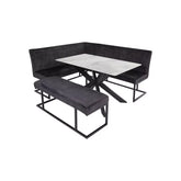 Cree 135cm Light Grey Ceramic Table with Right Hand Facing Corner Bench Dining Set - Pendle Village Furniture