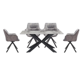 Cree 135cm Light Grey Ceramic Table with Marvel Silver Grey Chairs Dining Set - Pendle Village Furniture
