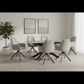 Athena Light Grey Ceramic Extendable Table with Grey Boucle Swivel Chairs