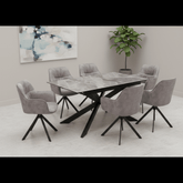 Athena Light Grey Ceramic Extendable Table with Comic Silver Grey Chairs Dining Set