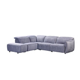 Libra Grey Fabric Power Recliner Corner Chaise Sofa with Adjustable Headrests - Pendle Village Furniture