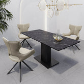 Pavoni 140 - 180cm Matte Black Ceramic Auto - Rise Extending Dining Table with 4 Chairs - Pendle Village Furniture