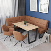 Cerutti Tan Corner Bench & 2 Lina Chairs - Pendle Village Furniture