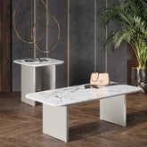 Milan White Sintered Stone Ceramic Top Side Table - Pendle Village Furniture