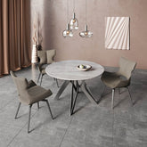 Murano Grey Round Ceramic Dining Table with 4 Chairs - Pendle Village Furniture