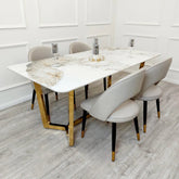 Set of 4 Cream Leather Dining Chairs - Pendle Village Furniture
