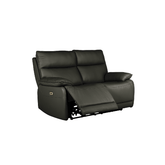 Logan 2 Seater Electric Recliner Sofa – Dark Grey Leather - Pendle Village Furniture