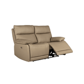 Logan 2 Seater Electric Recliner Sofa – Latte Leather - Pendle Village Furniture
