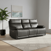 Logan 3 Seater Electric Recliner Leather Sofa – Dark Grey