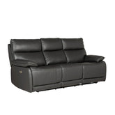 Logan 3 Seater Electric Recliner Leather Sofa – Dark Grey - Pendle Village Furniture