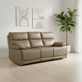 Logan 3 Seater Electric Recliner Leather Sofa – Latte