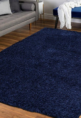 Lagom navy rug with plush shaggy texture and modern style.