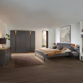Larisa 251cm Graphite & Atlantic Oak Hinged 5 Door Wardrobe - Pendle Village Furniture