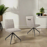 Laura Tweed Oatmeal Fabric Swivel Dining Chair Set of 4 - Pendle Village Furniture