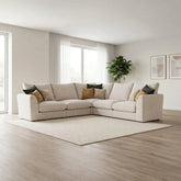 Modern luxury modular sofa with plush cushions aur deep seating.
