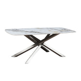 Leicester White Dune High Gloss Ceramic 1.8M Dining Table - Pendle Village Furniture