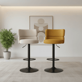 Libra Adjustable Fabric Bar Stool Set of 2 with Black Metal Base