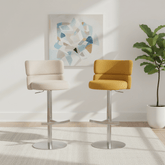 Libra Adjustable Fabric Bar Stool Set of 2 with Chrome Base