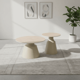 Lima Matt Taupe Coffee Table & End Table Set with Travertine Top