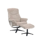 Lindos Neutral Husk Fabric Swivel Chair with Footstool - Pendle Village Furniture