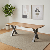 Live Edge Acacia Wood & Metal Dining Table – 240cm