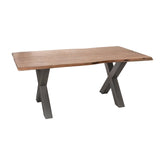 Live Edge Acacia Wood & Metal Dining Table – 180cm - Pendle Village Furniture