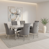 Liyana 2M Marble Top Dining Table with Ring Knocker Chairs