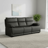 Logan 3 Seater Fixed Sofa – Dark Grey Leather