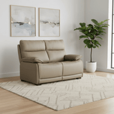 Logan 2 Seater Fixed Leather Sofa – Latte
