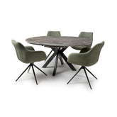 Logan Round Extending Dining Table with 4 Bosley Chairs - Pendle Village Furniture