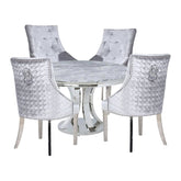 Mitzi Round Marble Dining Table With Lion Head Knocker Chairs - Pendle Village Furniture