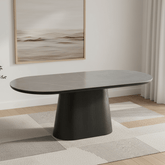 Lucerne 2M Oval Black Oak & Grey Sintered Stone Dining Table