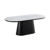 Lucerne Oval Black Oak & White Sintered Stone Dining Table - Pendle Village Furniture
