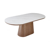 Lucerne Oval Walnut Oak & White Sintered Stone Dining Table - Pendle Village Furniture