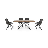 Luca 170cm Dining Table With 4 Faux Leather Swivel Dining Chairs - Pendle Village Furniture