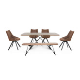 Luca 170cm Dining Table with Dining Bench and 4 Faux Leather Swivel Dining Chairs - Pendle Village Furniture
