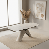 Lucio Extending Dining Table Champagne Base & Travertine Top 180–280cm
