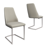 Milan Light Grey Leather Dining Chairs - Set of 4 - Pendle Village Furniture