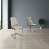 Milan Light Grey Leather Dining Chairs - Set of 6 - Pendle Village Furniture