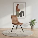Mia Tan Faux Leather Dining Chair with Black Metal Legs
