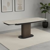 Umbria Ivory Grey Travertine Ceramic Extending Dining Table