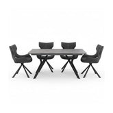 Murano 160–240cm Mid Grey Ceramic Extending Dining Table with 6 Tripoli Chairs - Pendle Village Furniture