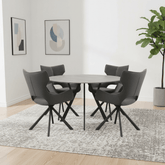 Murano Grey Sintered Stone Round Dining Table with 4 Tripoli Chairs