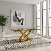 Madrid Black Marble and Gold Dining Table
