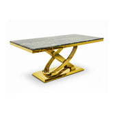 Madrid Black Marble and Gold Dining Table - Pendle Village Furniture